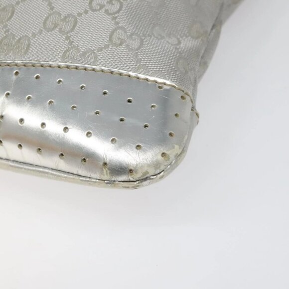 GUCCI GG Canvas Shoulder Bag Silver Blue 145857 Auth 110391 - Picture 4 of 16